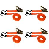 711286O-PK 1 x 12 Standard Ratchet Strap With S-Hooks 4-Pack - Orange