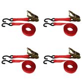 711286R-PK 1 x 12 Standard Ratchet Strap With S-Hooks 4-Pack - Red