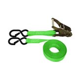 711887KPLF-6 1 x 18 Ratchet Strap With S-Hooks With Keeper - Lime Green