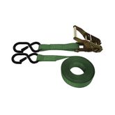 712087KPF-6 1 x 20 Ratchet Strap With S-Hooks With Keeper - Green