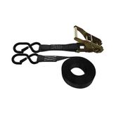 712487KPB-6 1 x 24 Ratchet Strap With S-Hooks With Keeper - Black