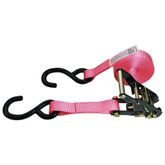 71B0386P-6 1 x 3 Ratchet Strap With HD Vinyl-Coated S Hooks - Pink