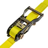 71B0386Y-6 1 x 3 Ratchet Strap With HD Vinyl-Coated S Hooks - Yellow 1