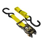 71B0386Y-6 1 x 3 Ratchet Strap With HD Vinyl-Coated S Hooks - Yellow 3