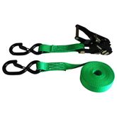71B0687KPLF-PK 1 x 6 Ratchet Strap With Black Ratchet and S-Hooks With Keeper 4 Pack - Lime Green