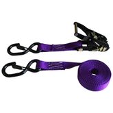 71B0687KPPU-PK 1 x 6 Ratchet Strap With Black Ratchet and S-Hooks With Keeper 4 Pack - Purple