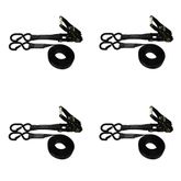 71B1087KPB-PK 1 x 10 Ratchet Strap With Black Ratchet and S-Hooks With Keeper 4 Pack - Black