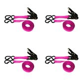 71B1087KPP-PK 1 x 10 Ratchet Strap With Black Ratchet and S-Hooks With Keeper 4 Pack - Pink