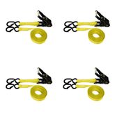 71B1087KPY-PK 1 x 10 Ratchet Strap With Black Ratchet and S-Hooks With Keeper 4 Pack - Yellow