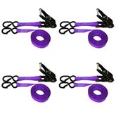 71B1287KPPU-PK 1 x 12 Ratchet Strap With Black Ratchet and S-Hooks With Keeper 4 Pack - Purple
