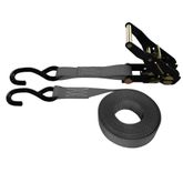 71B1486G-6 1 x 14 Ratchet Strap With HD Vinyl-Coated S Hooks - Gray