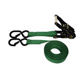 71B1687KPF-PK 1 x 16 Ratchet Strap With Black Ratchet and S-Hooks With Keeper 4 Pack - Green