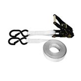 71B1687KPN-PK 1 x 16 Ratchet Strap With Black Ratchet and S-Hooks With Keeper 4 Pack - White