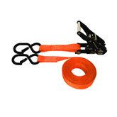 71B1687KPO-PK 1 x 16 Ratchet Strap With Black Ratchet and S-Hooks With Keeper 4 Pack - Orange