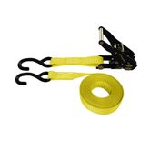 71B2086Y-6 1 x 20 Ratchet Strap With HD Vinyl-Coated S Hooks - Yellow