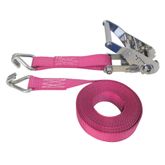 71SS0881SSP-6 1 x 8 Stainless Steel Ratchet Strap With Stainless Steel Wire Hooks - Pink
