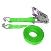 71SS1281SSLF-6 1 x 12 Stainless Steel Ratchet Strap With Stainless Steel Wire Hooks - Lime Green