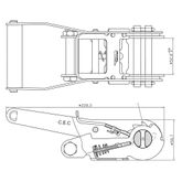 803SS 2 Wide  Long Stainless Steel Ratchet - WLL 2200 lb 1
