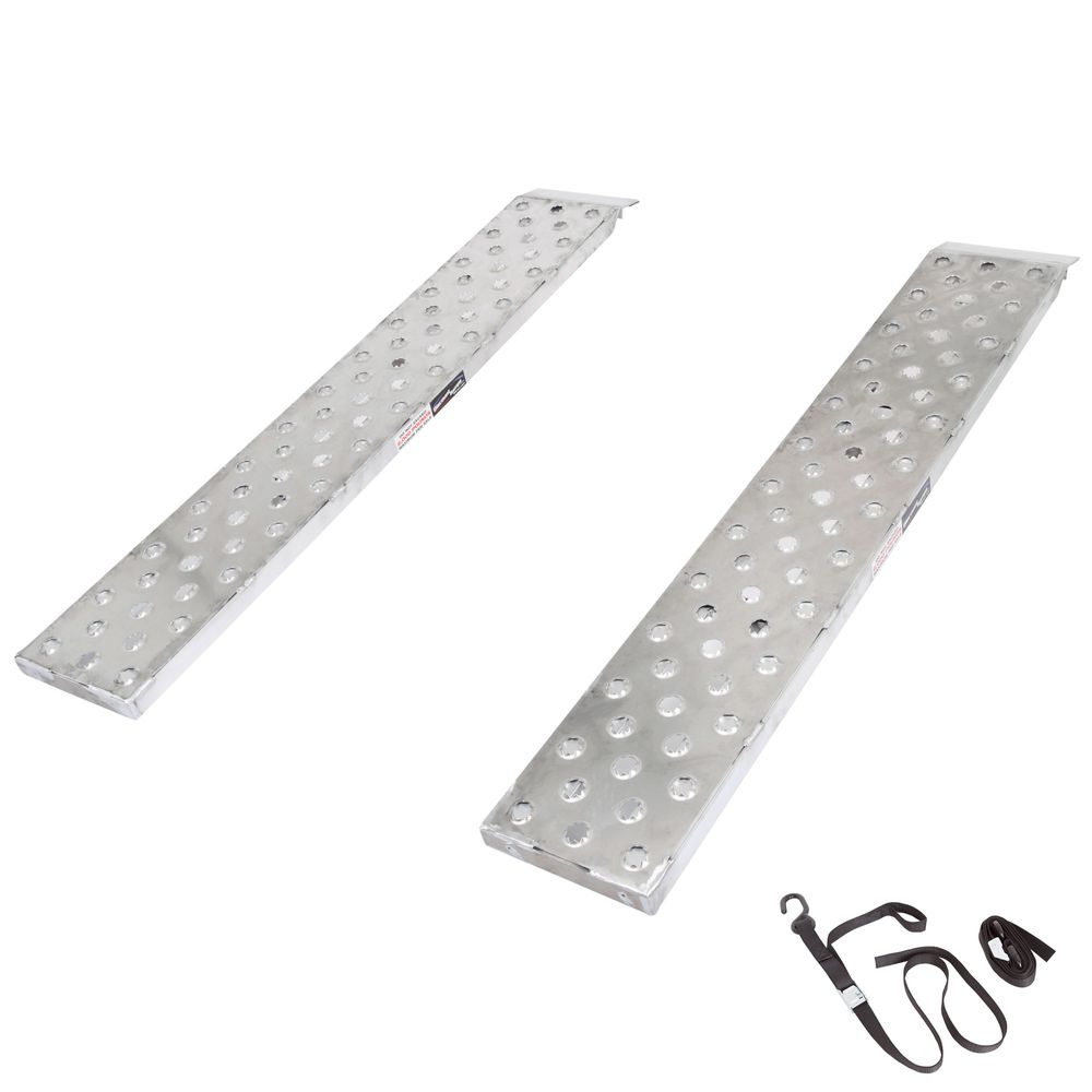 Turitrade 60x12 Inch Aluminum Loading Ramps Pair 6500LBS Capacity With Hook Ends For Trailer Truck
